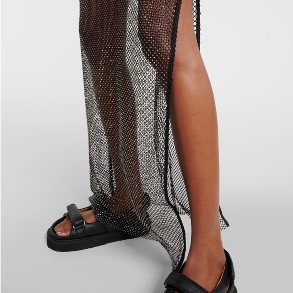 $595 Jonathan Simkhai Inaya Rhinestone Embellished Black Mesh Swim Coverup - Picture 9 of 17